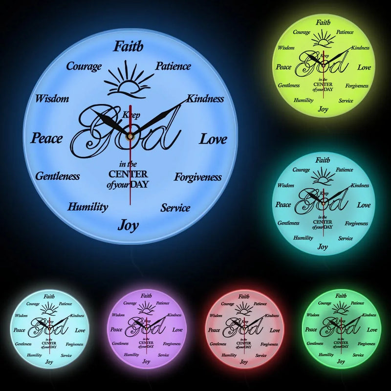 Put God First Inspirational Quote clock